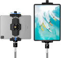 iPad and Phone Tripod Mount Adapter with Ball Head, iPad Holder for Tripod, 360 Rotatable Tablet Clamp Mount fits iPad Pro 12.9, Air Mini 3 4, Galaxy Tab, Surface Pro, Selfie Stick(5.3-10.6")