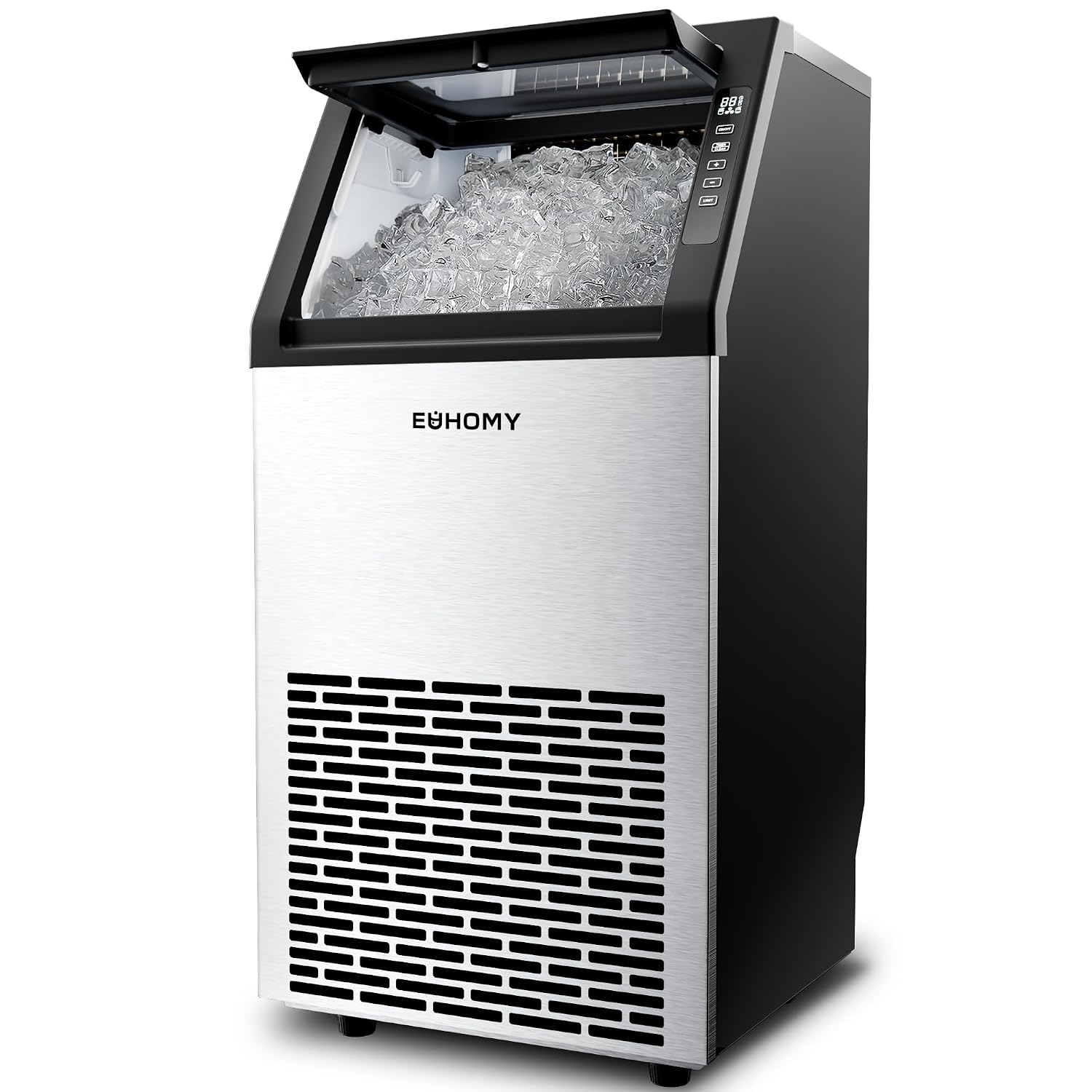 Commercial Ice Maker Machine,120lbs/24H Stainless Steel Under Counter Ice Machine with 33lbs Storage Bin, Freestanding Ice Maker for Home/Bar/Cafe/Restaurant